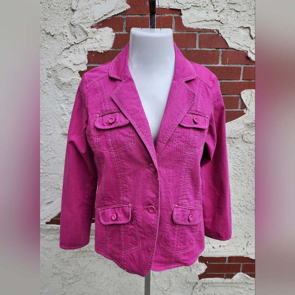 SMALL women D&Co pink denim jean long sleeve jacket